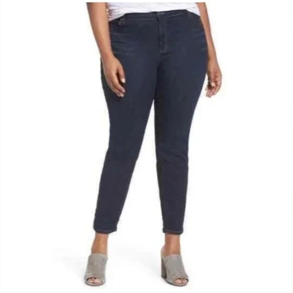 Eileen Fisher Organic Cotton Blend Skinny Jeans, Plus Size 22W - Blue - Picture 1 of 5